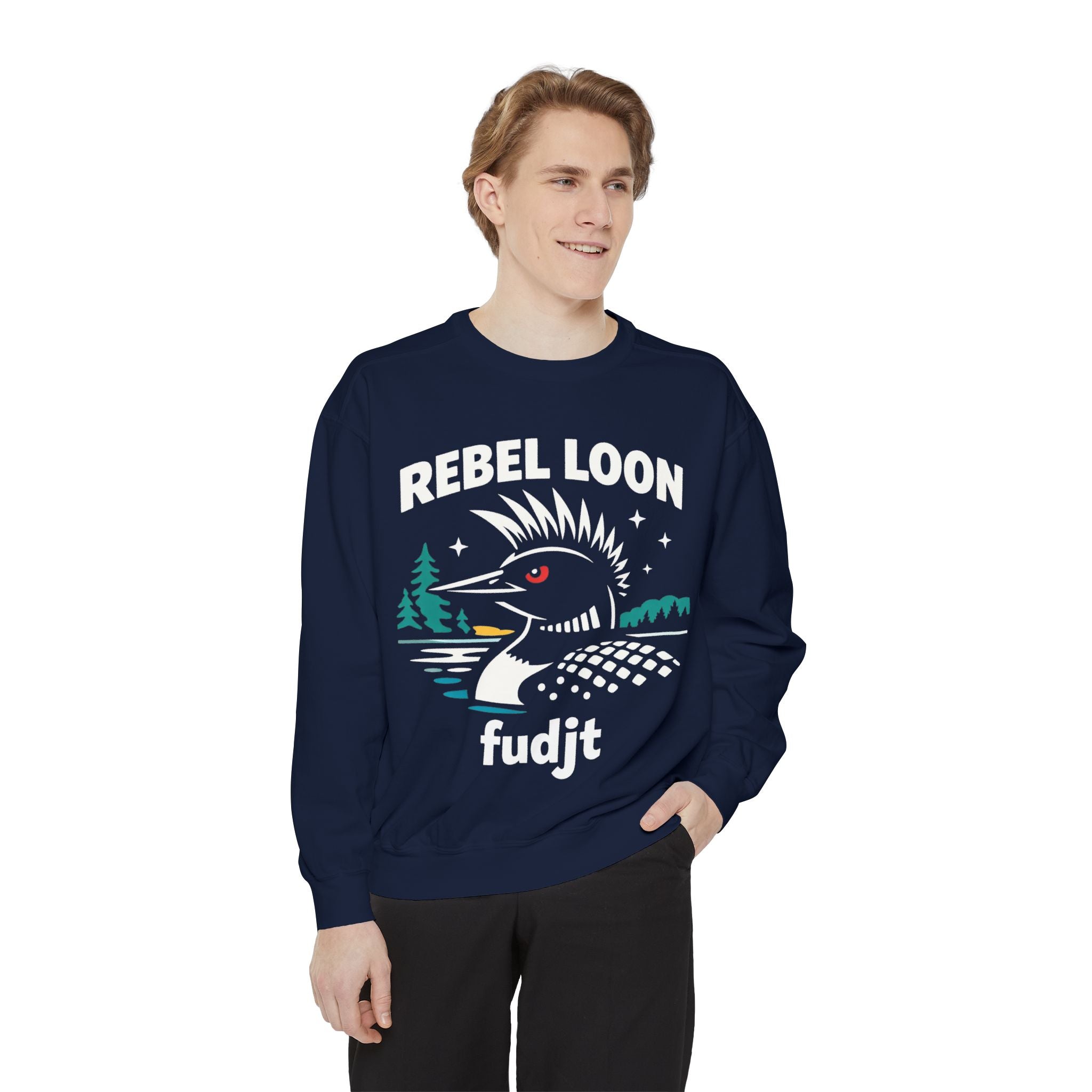 Rebel Loon fudjt Retro Wildlife Crewneck, Bold Pink Drip Backside | 14 Colors