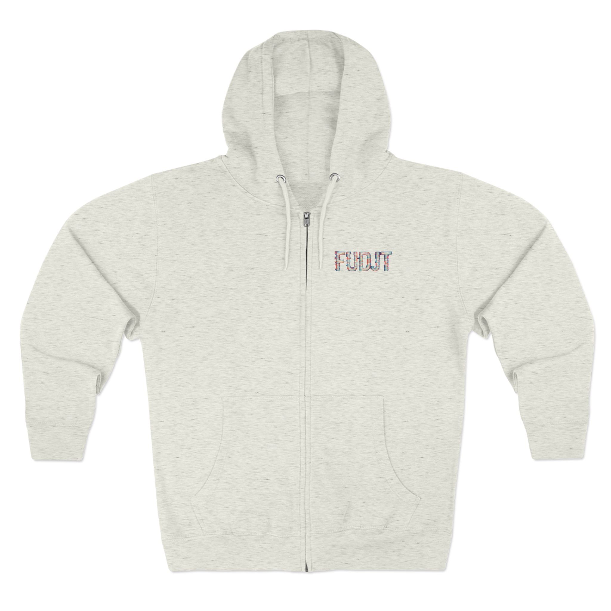 FUDJT Glitch Zip Hoodie | Front Left & Stack Back | 7 Colors