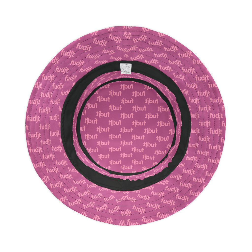 Trendy Pink fudjt All Over on Light Pink Bucket Hat