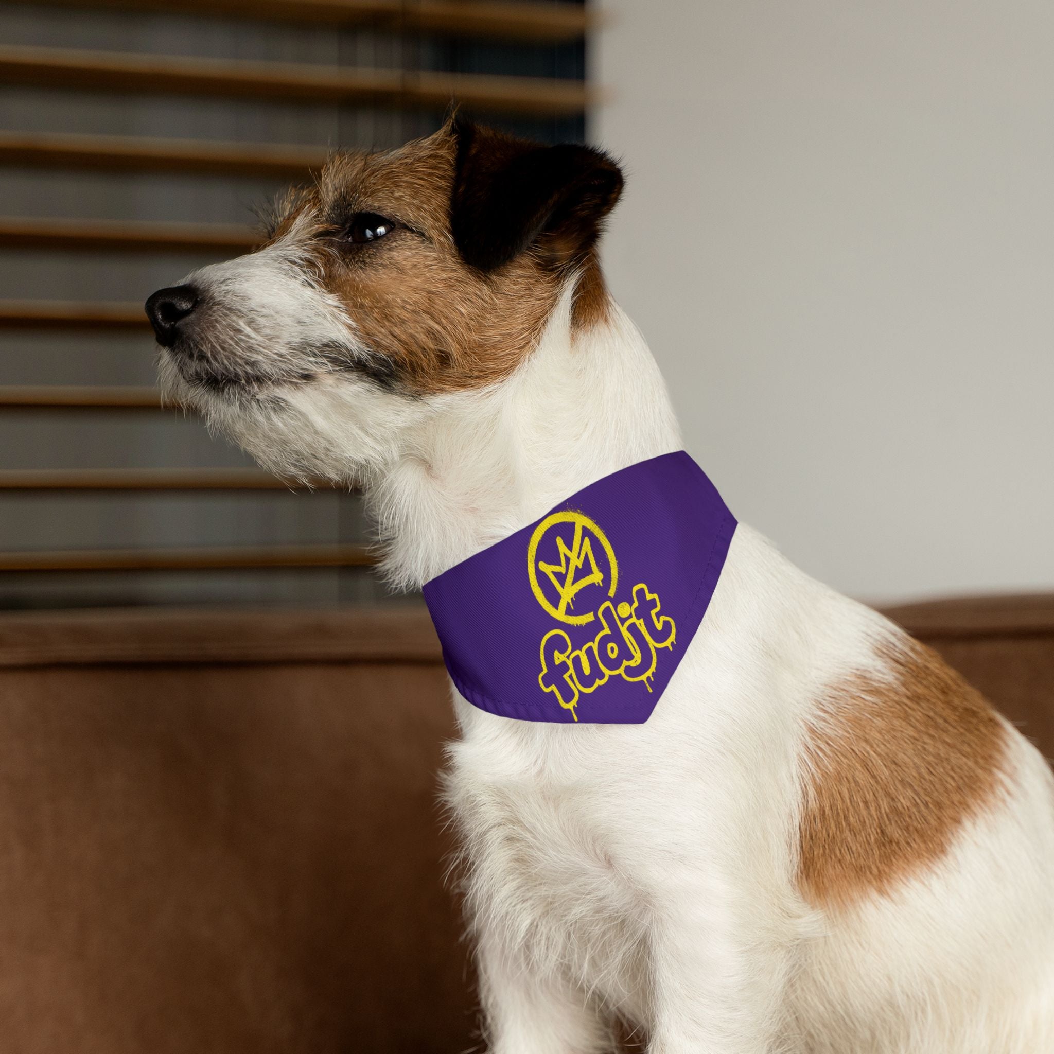 Purple Golden fudjt No Kings Bandana Collar for Dogs, Cats & More | 4 Sizes