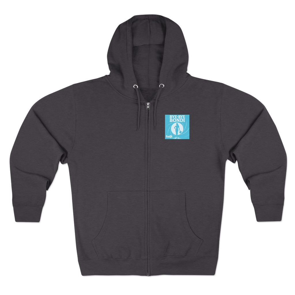 Bye-Bye Bondi | Blue Smoke Screen Retro fudjt Zip Hoodie | Front & Back Graphic | 8 Colors