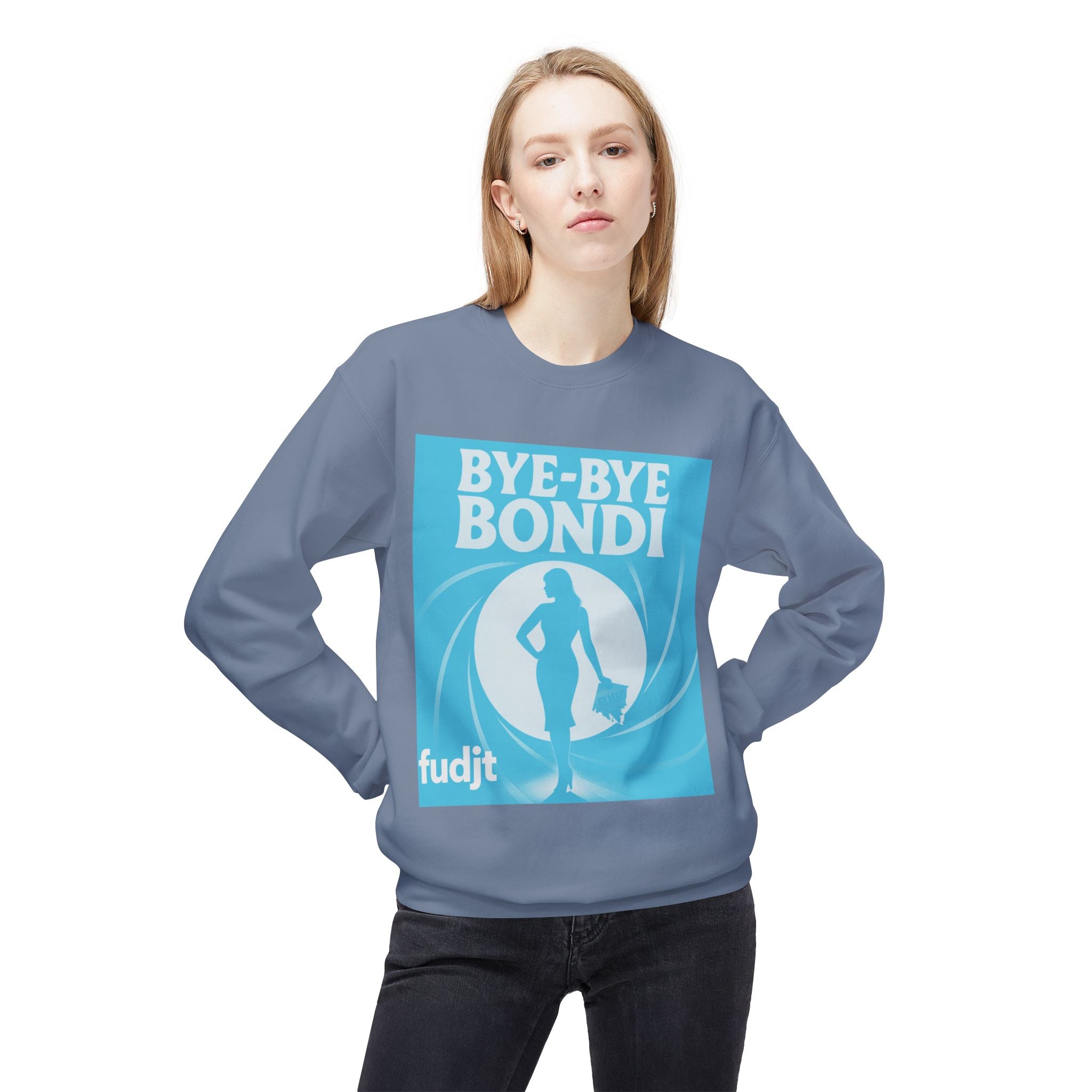 BYE-BYE BONDI | Blue Smoke Screen Retro fudjt Crewneck Sweatshirt | 14 Colors