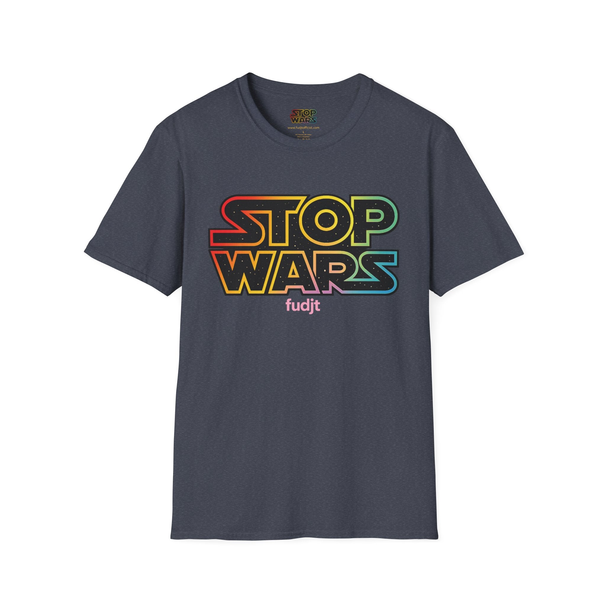 fudjt "STOP WARS" Retro Rainbow Anti-War Everyday Soft & Stylish Tee | Pink fudjt | 7 Colors