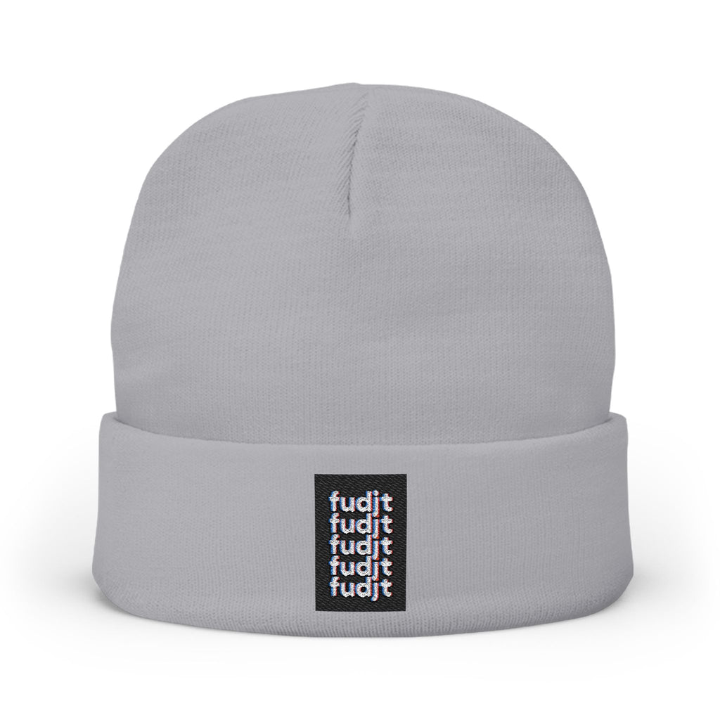 Stacked fudjt Knit Beanie | Black White Embroidery | 6 Colors