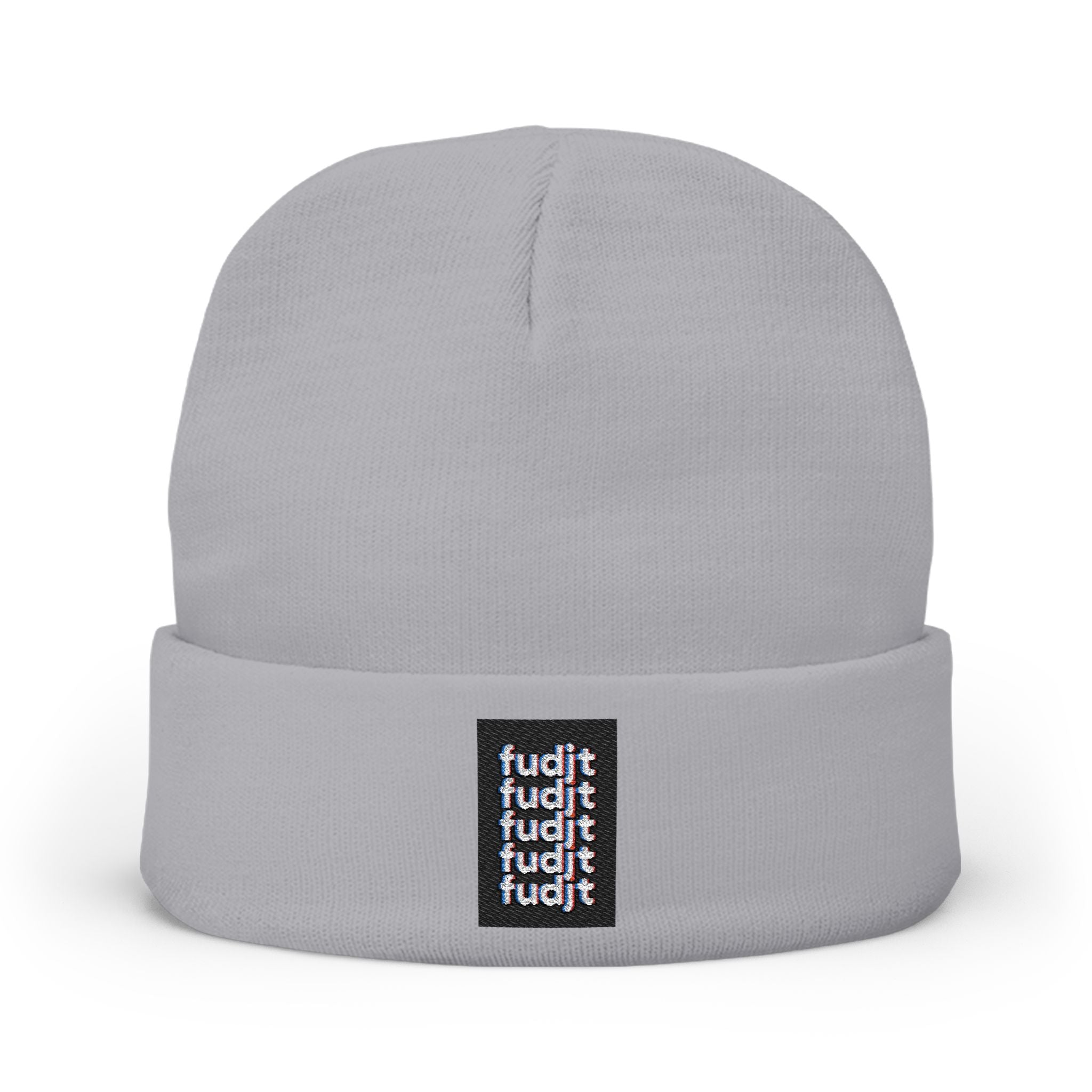 Stacked fudjt Knit Beanie | Black White Embroidery | 6 Colors