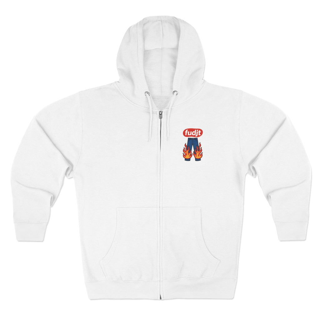 fudjt Pants On Fire Zip Hoodie | Front & Back Graphic | 9 Colors
