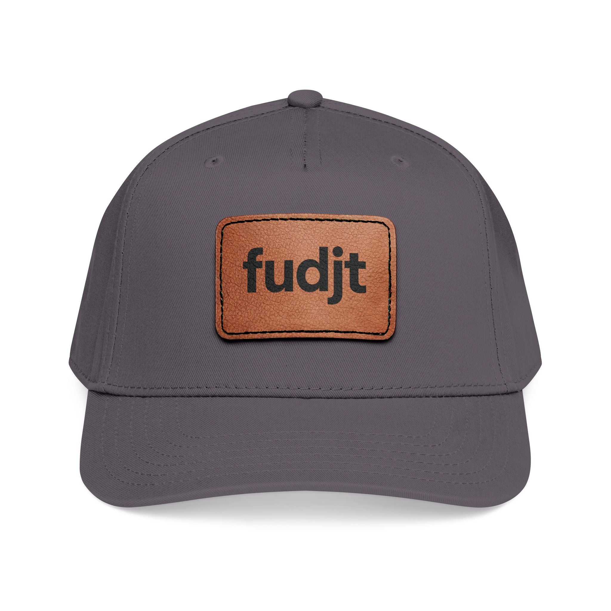 fudjt Leather Patch Baseball Cap — Mid Profile Trucker Hat | 14 Solid Colors