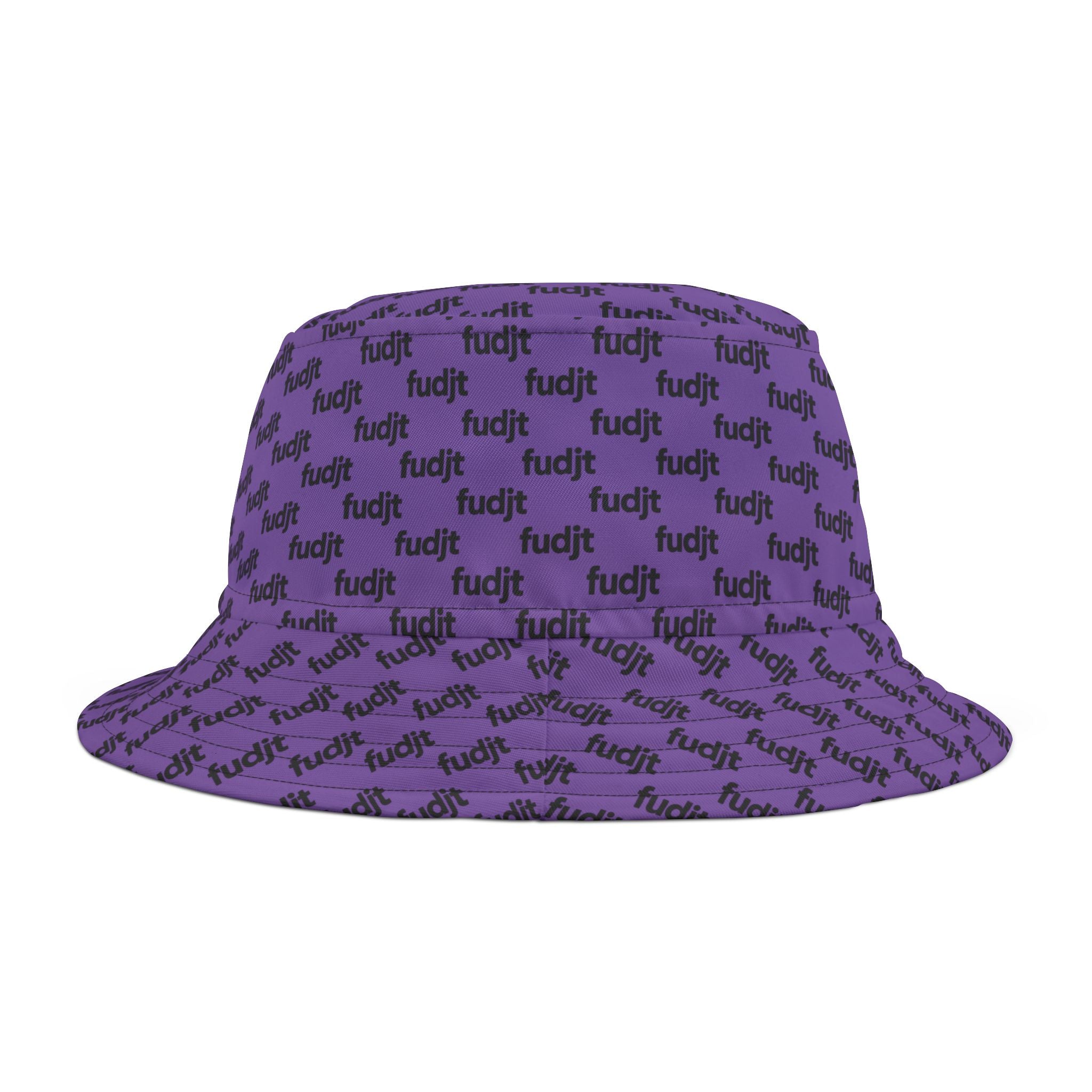 Trendy Black fudjt All Over Light Purple Bucket Hat