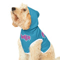 Turquoise fudjt Pet Hoodie with Pink Drip Design