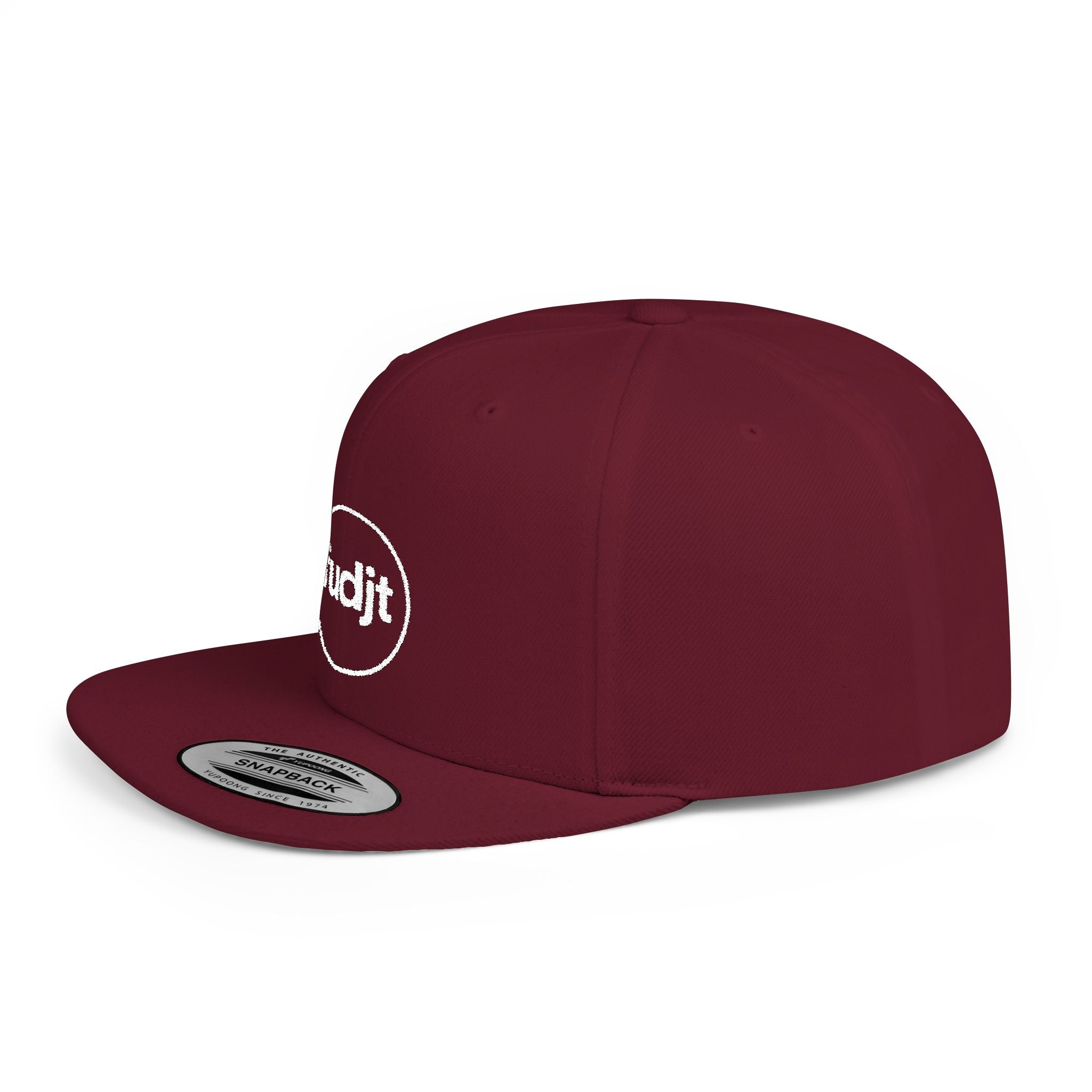 fudjt Circle Flat Bill Snapback Hat | White Embroidery |  14 Colors