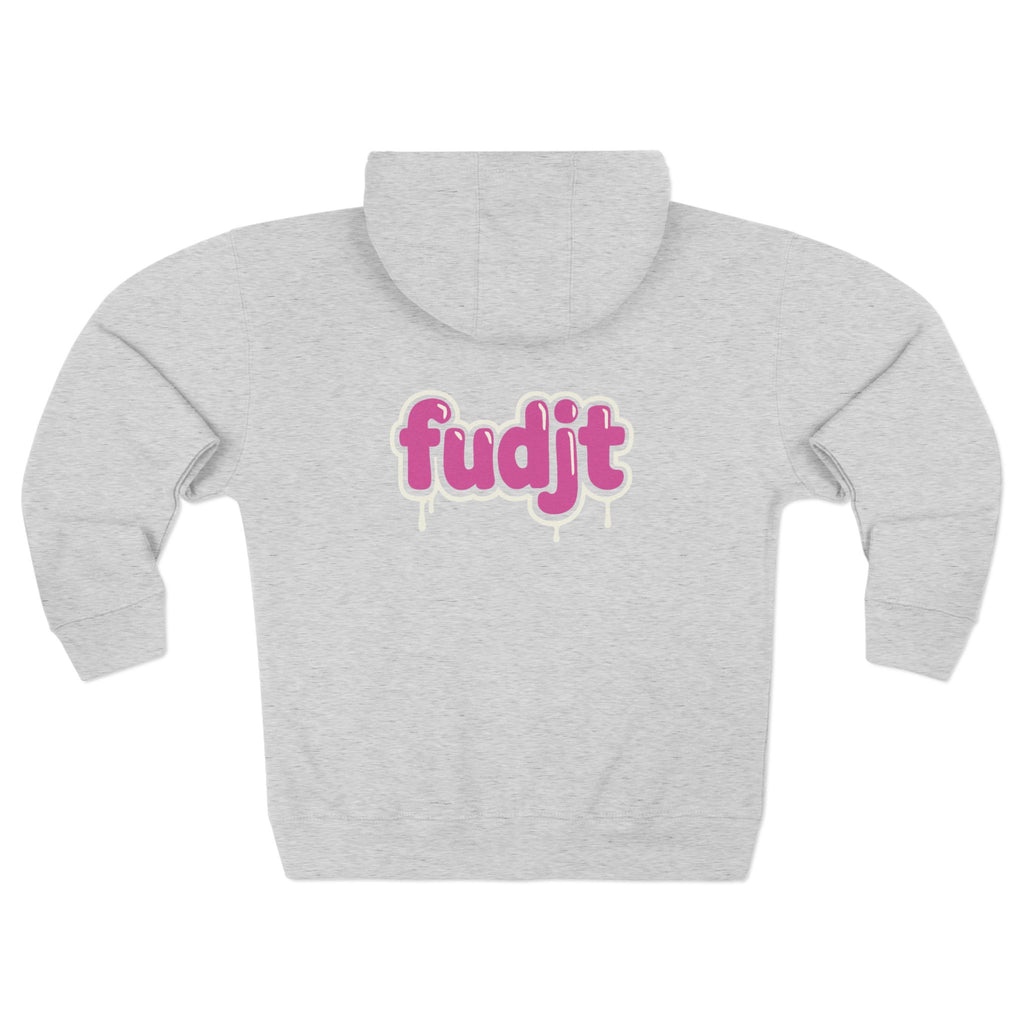 Zip Hoodie with Pink Drip fudjt | Front & Back Graphic | 8 Colors