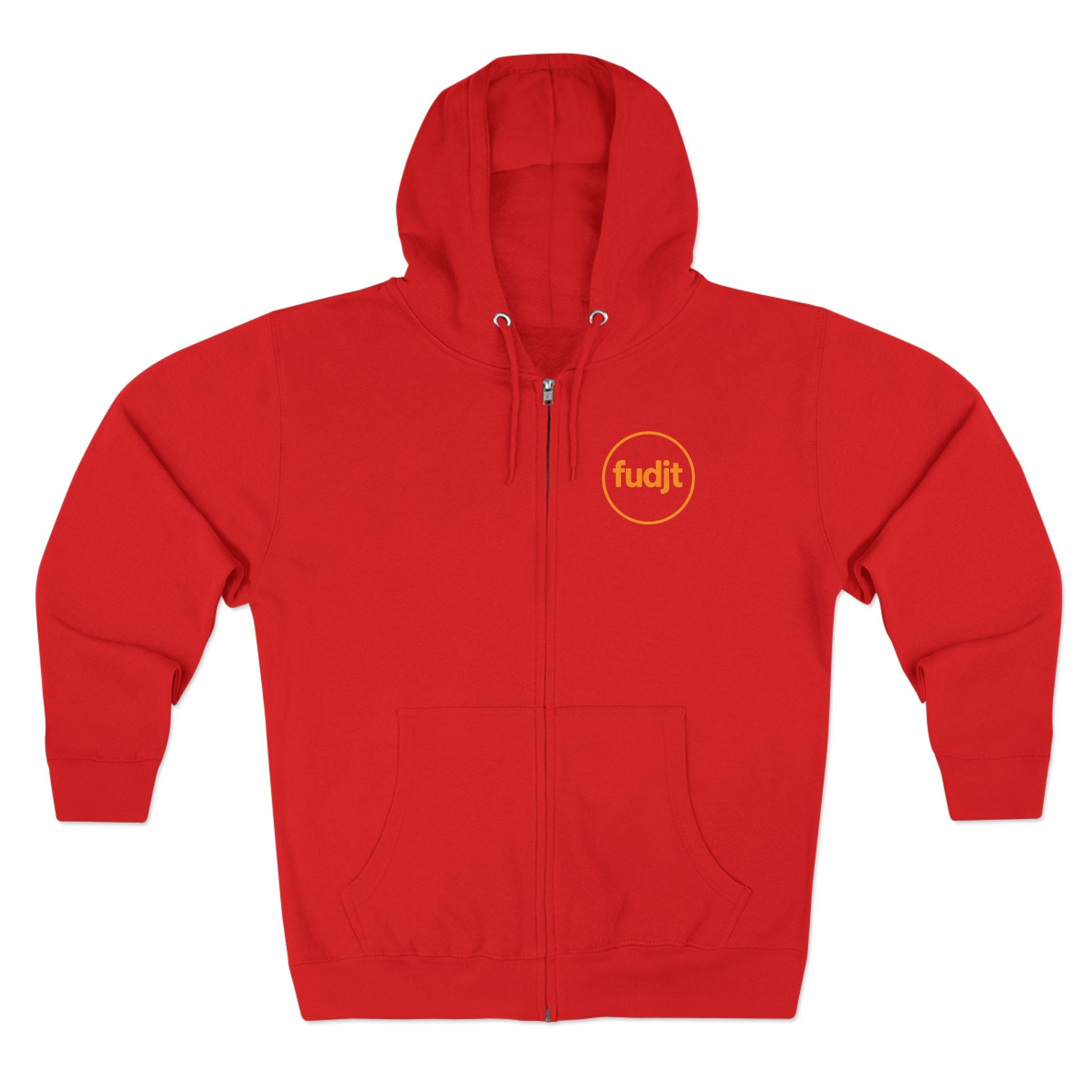 Orange fudjt Circle Zip Hoodie | Front & Back Graphic | 9 Colors