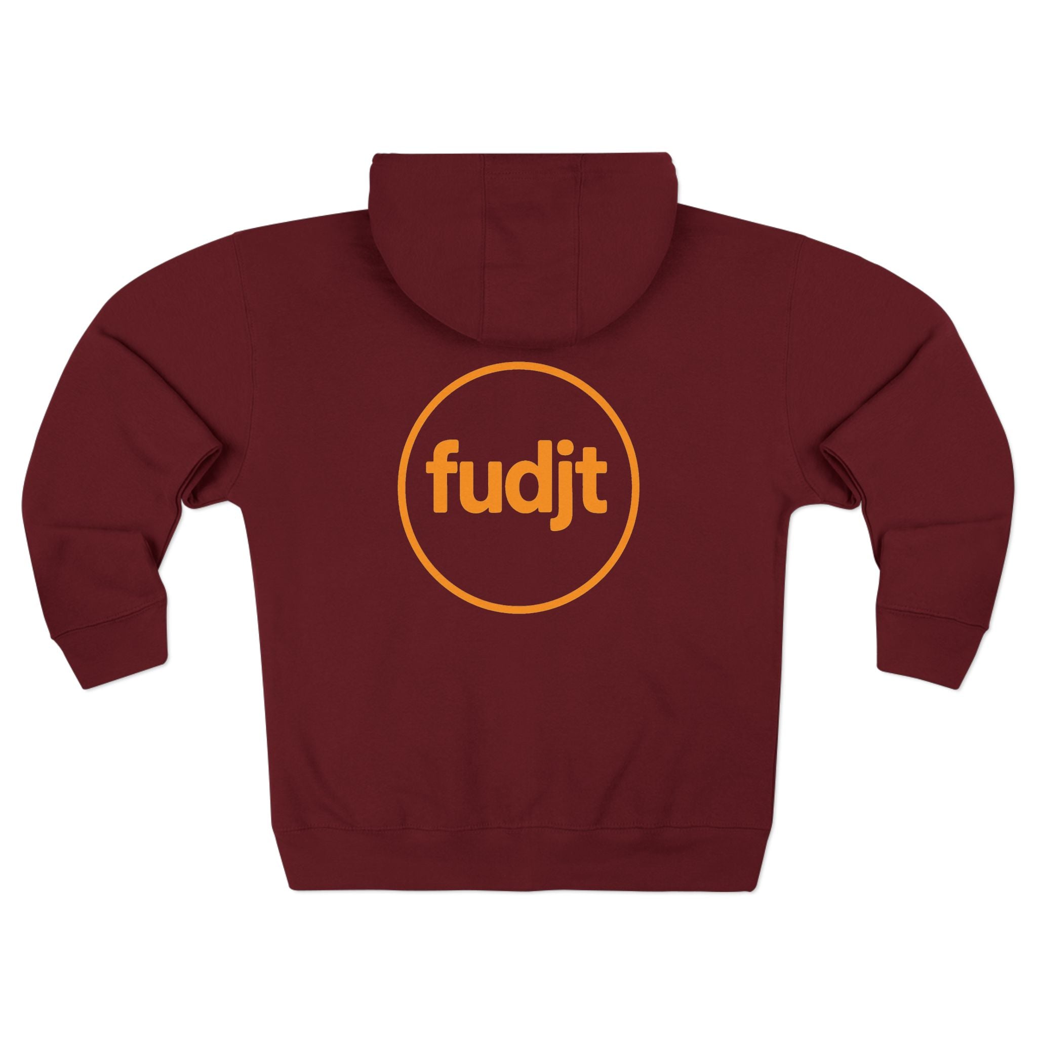 Orange fudjt Circle Zip Hoodie | Front & Back Graphic | 8 Colors