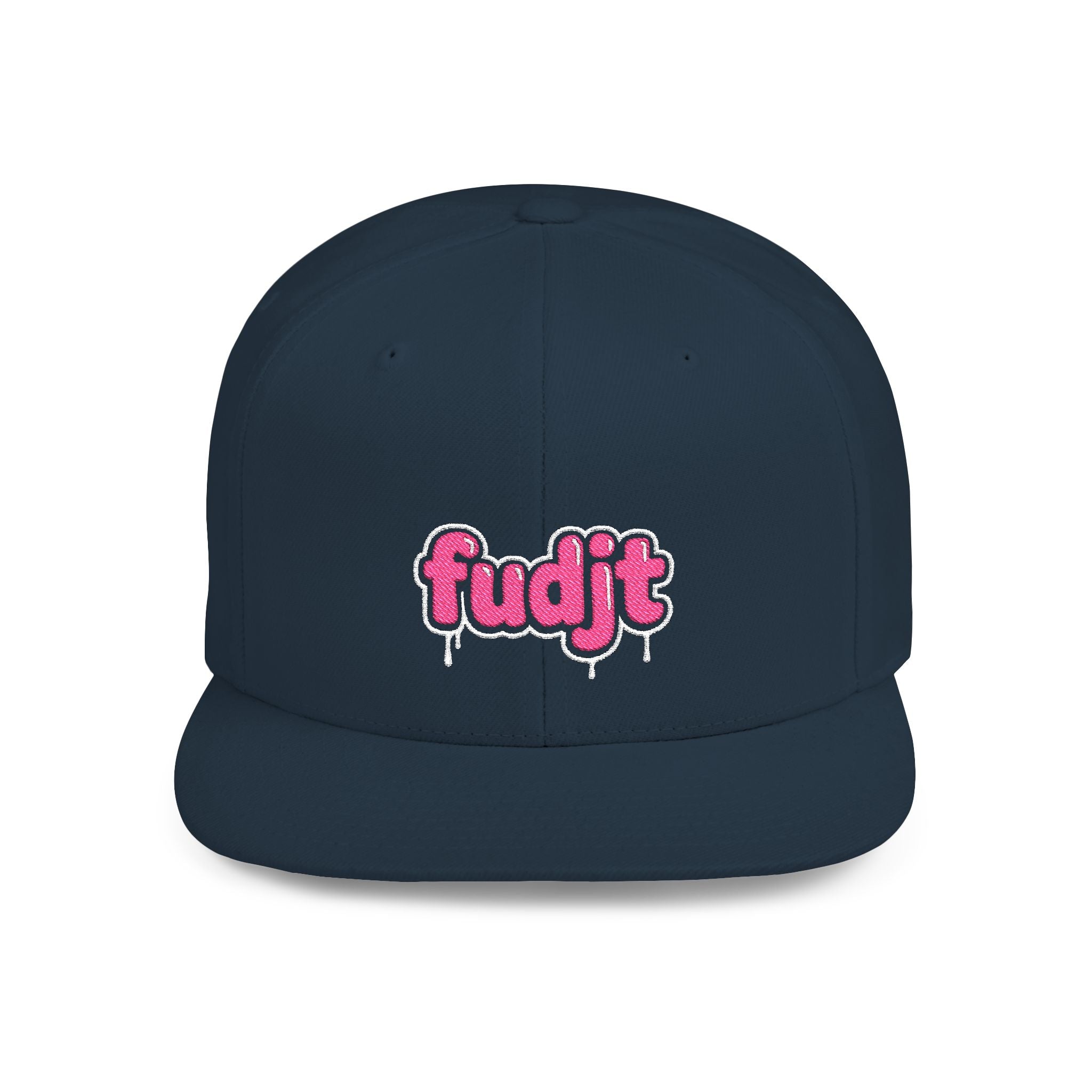 fudjt Flat Bill Snapback Hat | Pink Drip Embroidery |  13 Colors
