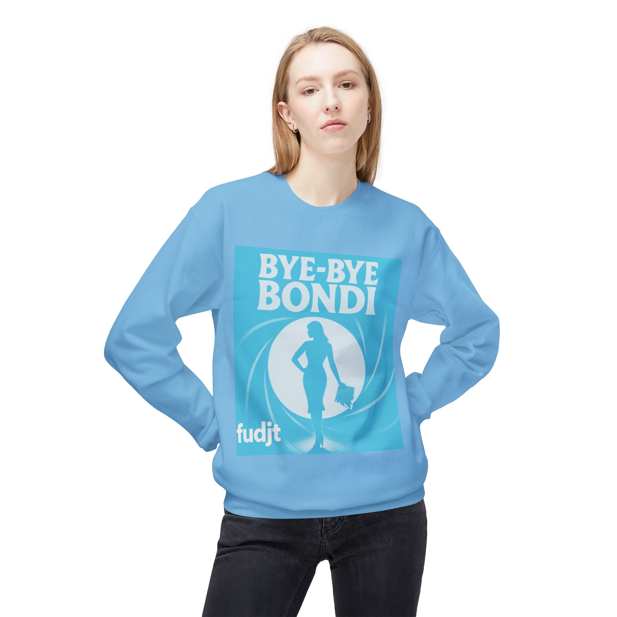 BYE-BYE BONDI | Blue Smoke Screen Retro fudjt Crewneck Sweatshirt | 14 Colors