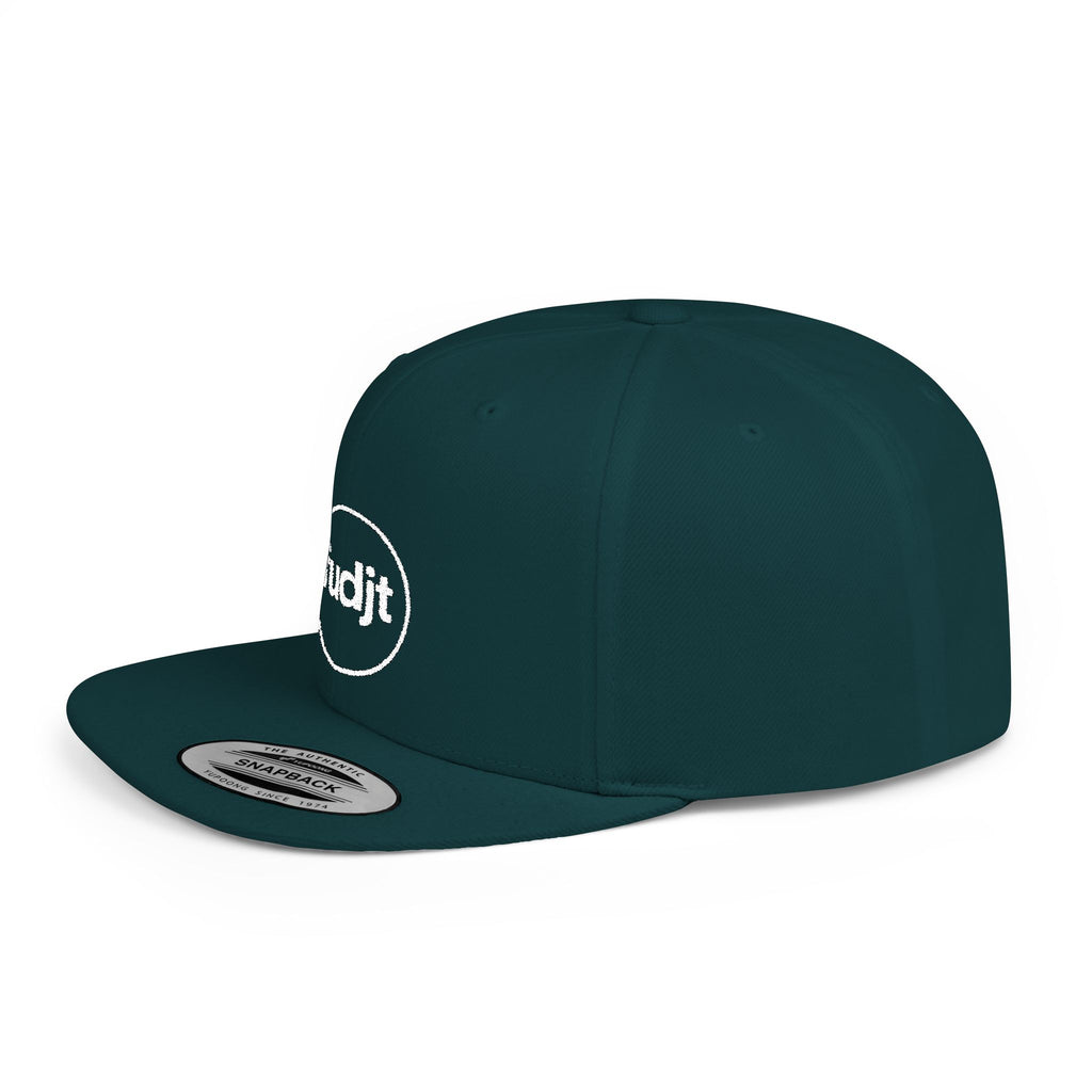 fudjt Circle Flat Bill Snapback Hat | White Embroidery |  14 Colors