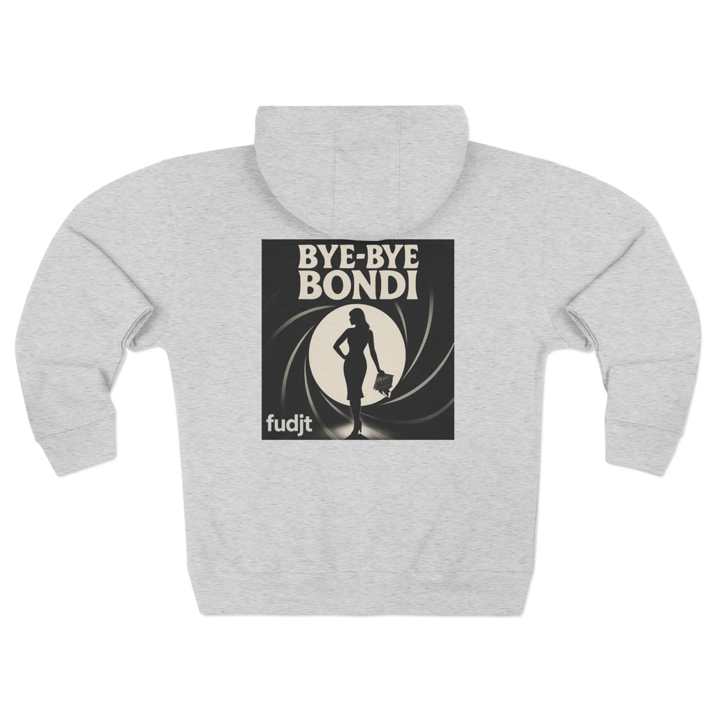 Bye-Bye Bondi | Black Square fudjt Circle Front, Smoke Screen Retro Backside Zip Hoodie | 8 Colors