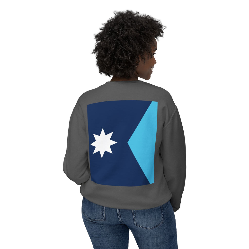#PrettiGood Crewneck Sweatshirt — Blue Star Graphic Backside, Premium Casual Pullover | 7 Colors