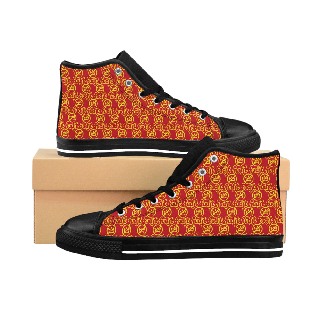 Dark Red Golden fudjt No Kings Street Style Sneakers | Men & Boys 1 High Top