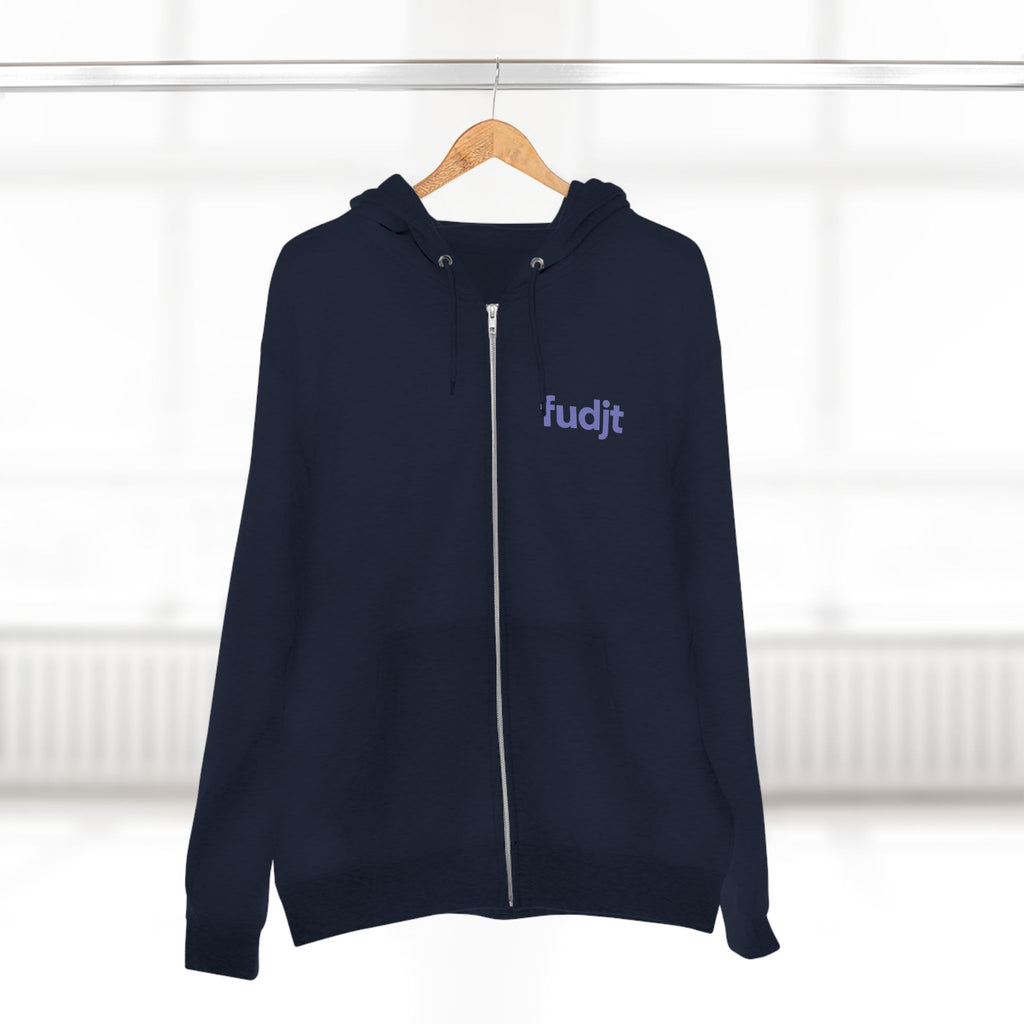 Zip Hoodie with Bigfoot Rising Backside + Light Blue fudjt on Front | 8 Colors
