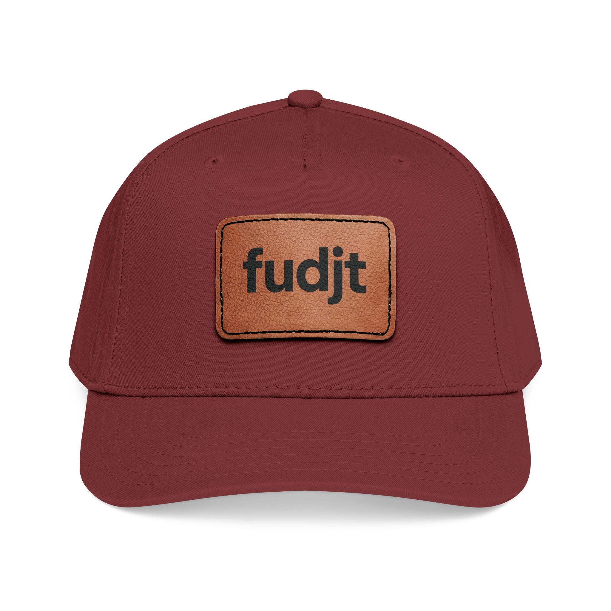 fudjt Leather Patch Baseball Cap — Mid Profile Trucker Hat | 14 Solid Colors