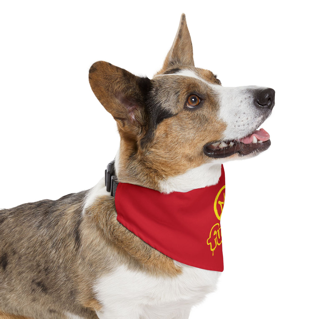 Dark Red Golden fudjt No Kings Bandana Collar for Dogs, Cats & More | 4 Sizes