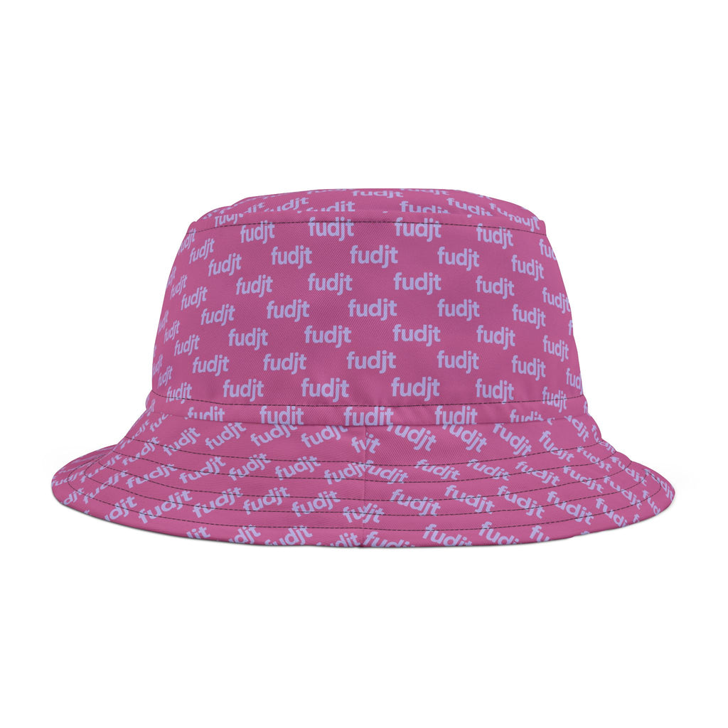 Trendy Lavender fudjt All Over on Pink Bucket Hat