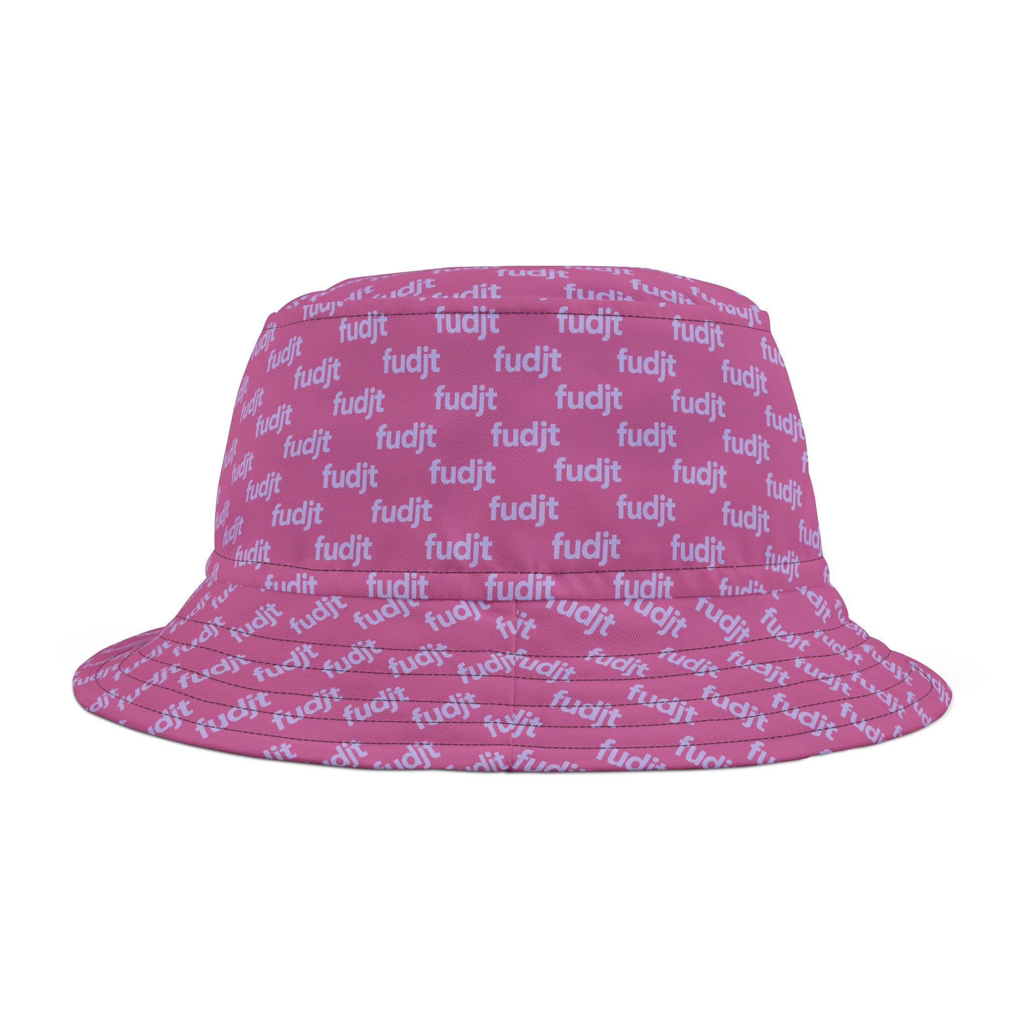 Trendy Lavender fudjt All Over on Pink Bucket Hat