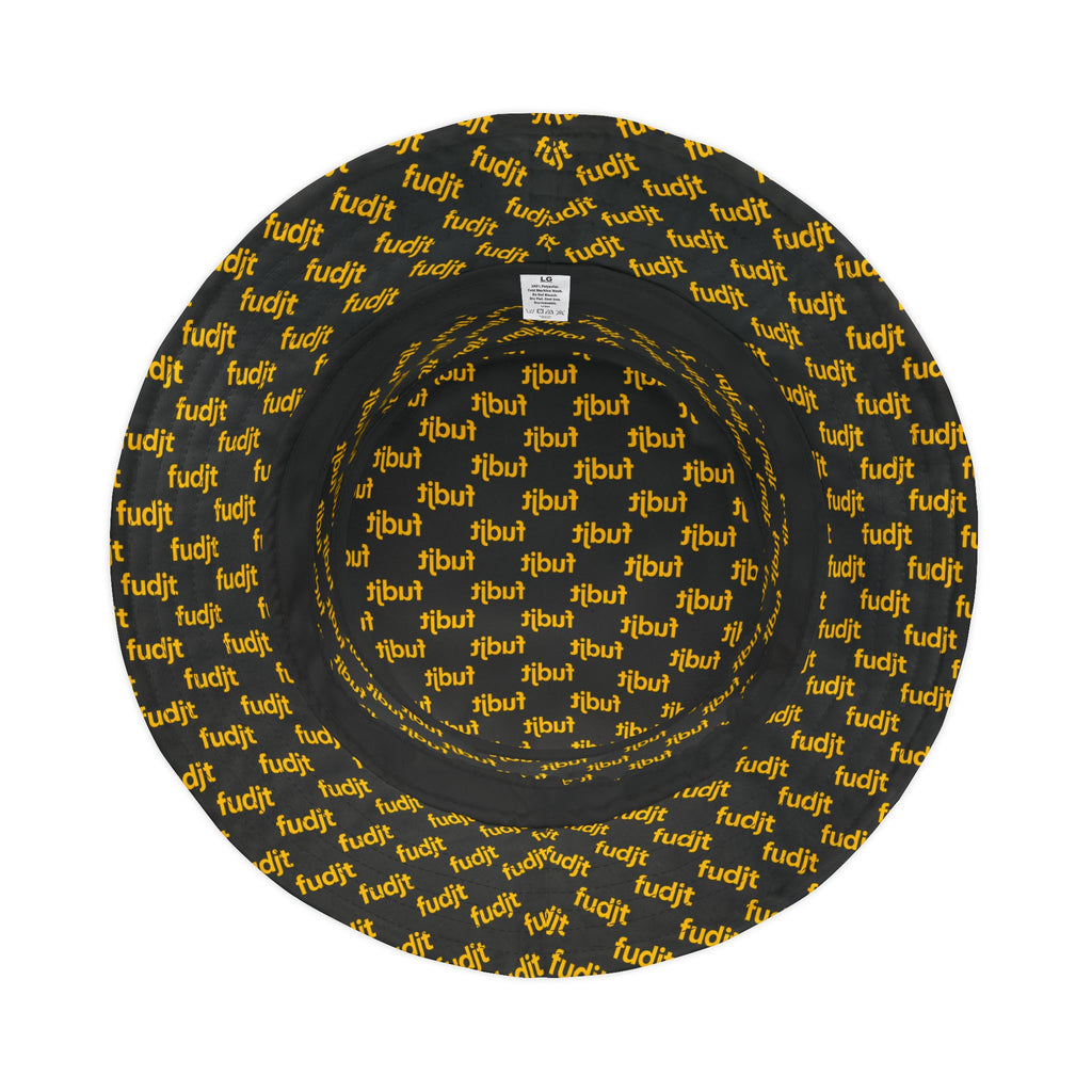 Trendy Yellow fudjt All Over on Black Bucket Hat