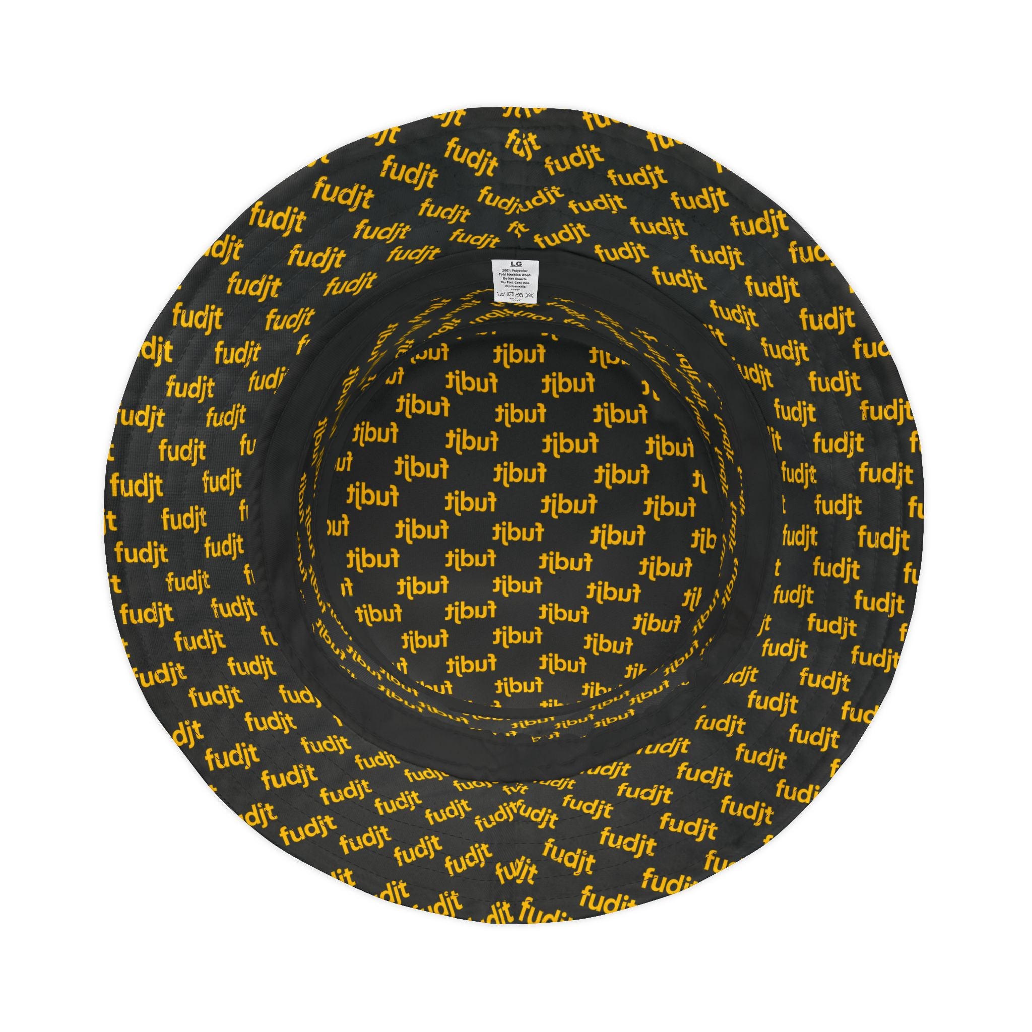 Trendy Yellow fudjt All Over on Black Bucket Hat
