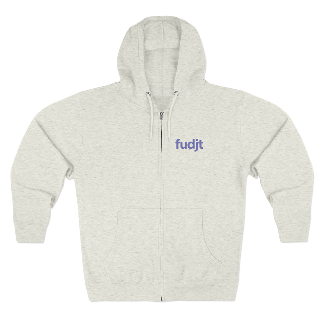 Zip Hoodie with Bigfoot Rising Backside + Light Blue fudjt on Front | 8 Colors