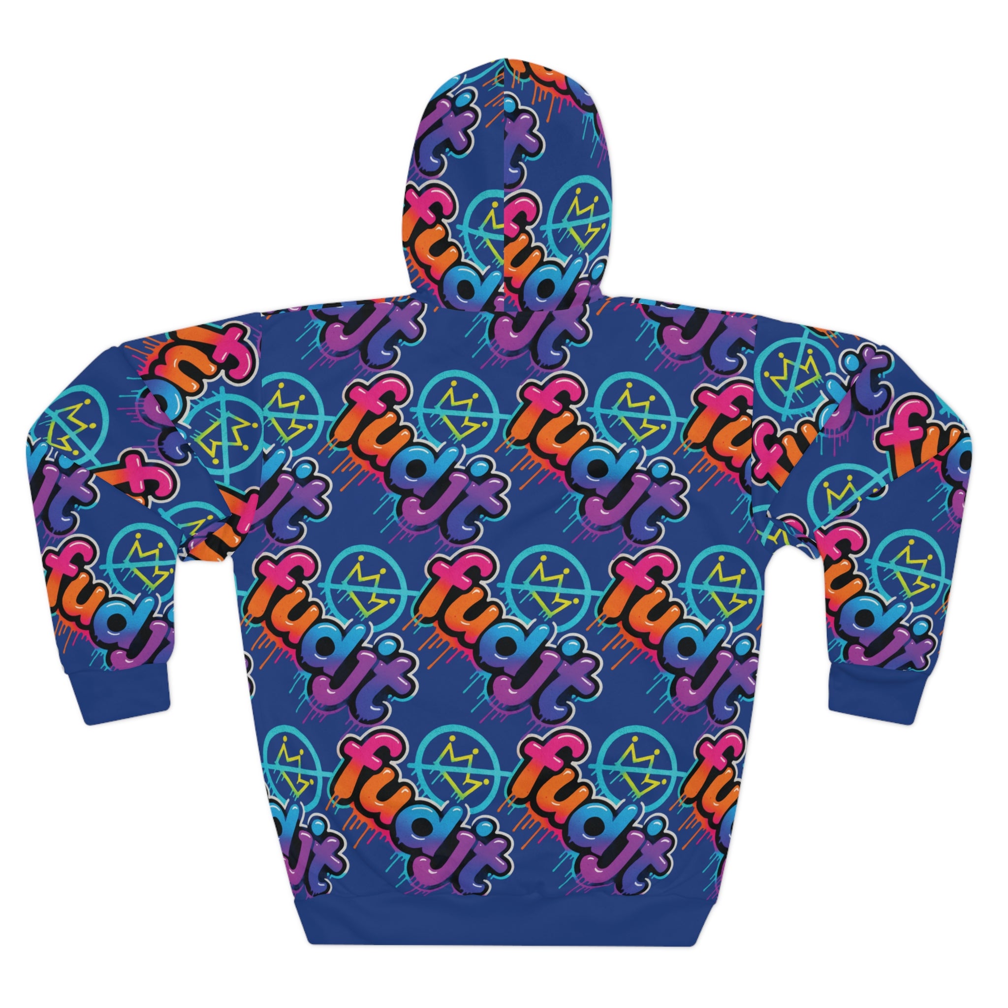 fudjt No Kings Clown Town Hoodie | All Over Dark Blue 10-45