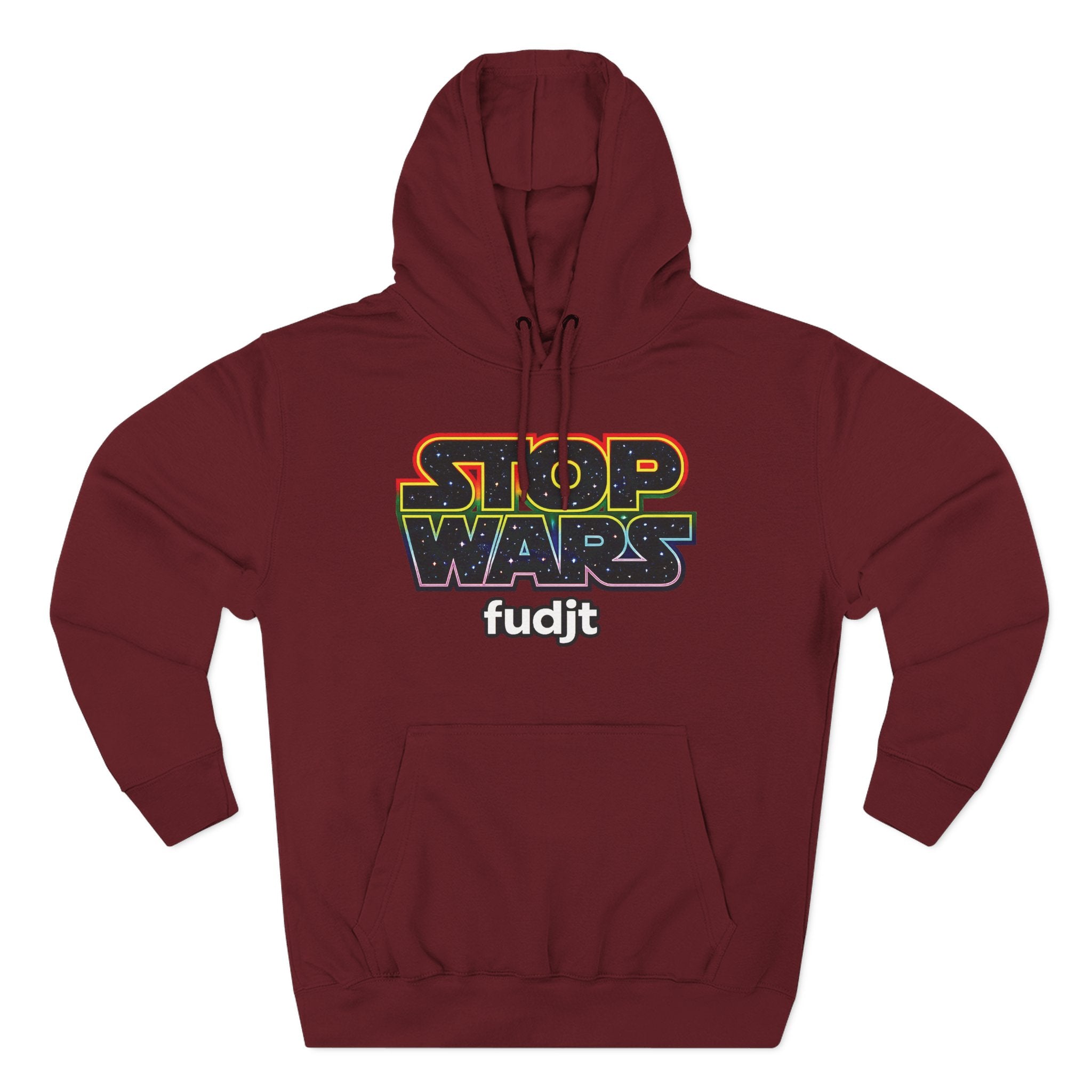 fudjt Stop Wars Hoodie – Premium Fleece Pullover with Retro Protest Graphic, White fudjt | 15 Colors