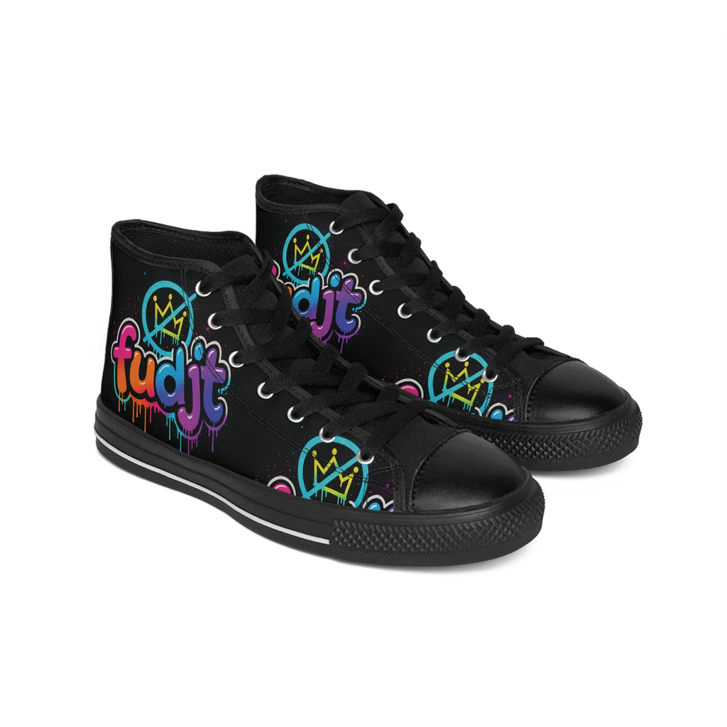 fudjt No Kings Clown Town Street Style Sneakers | Women & Girls Black & Bold High Top