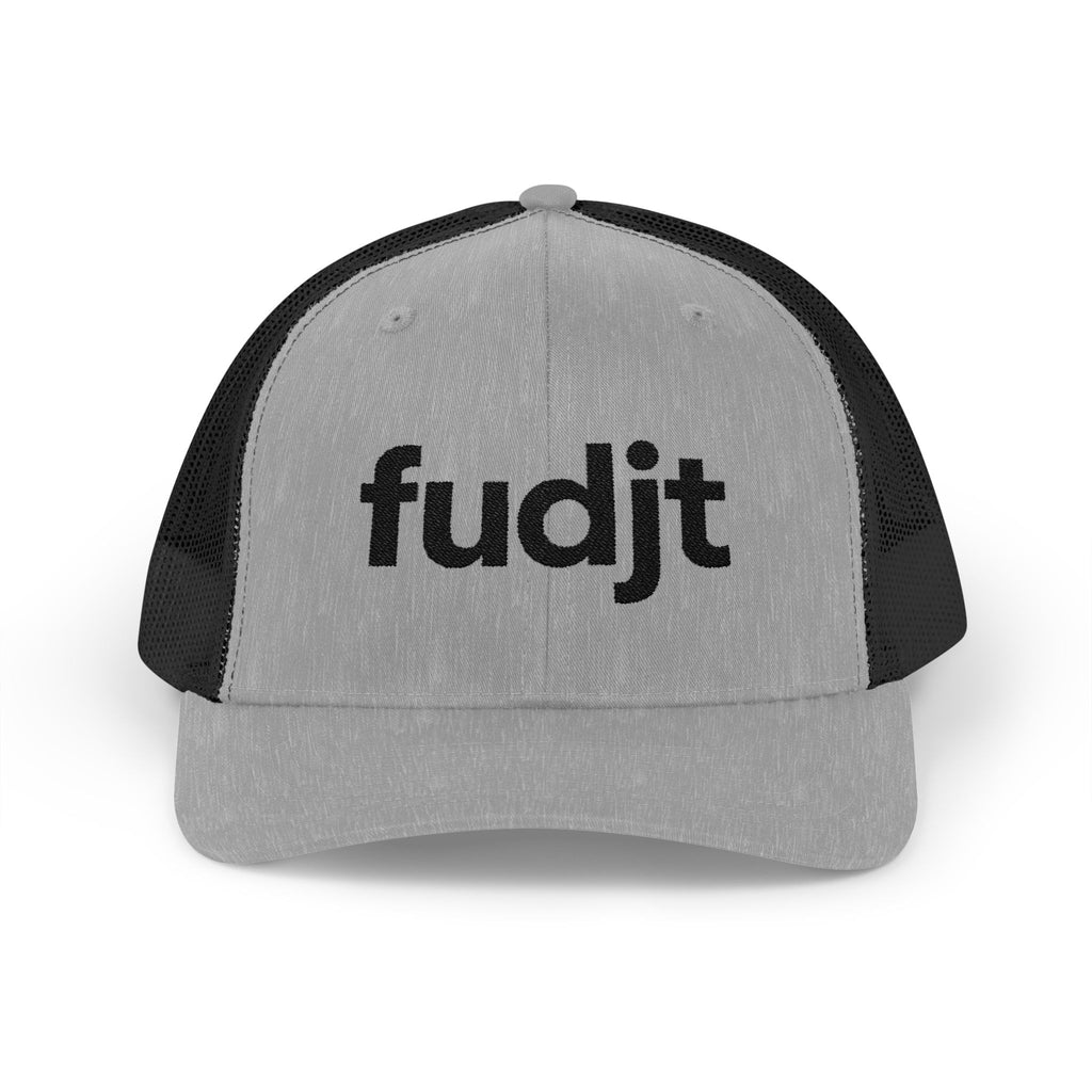 Black fudjt logo Snapback Trucker Cap | 6 Colors - view 4 - Heather Grey / Black