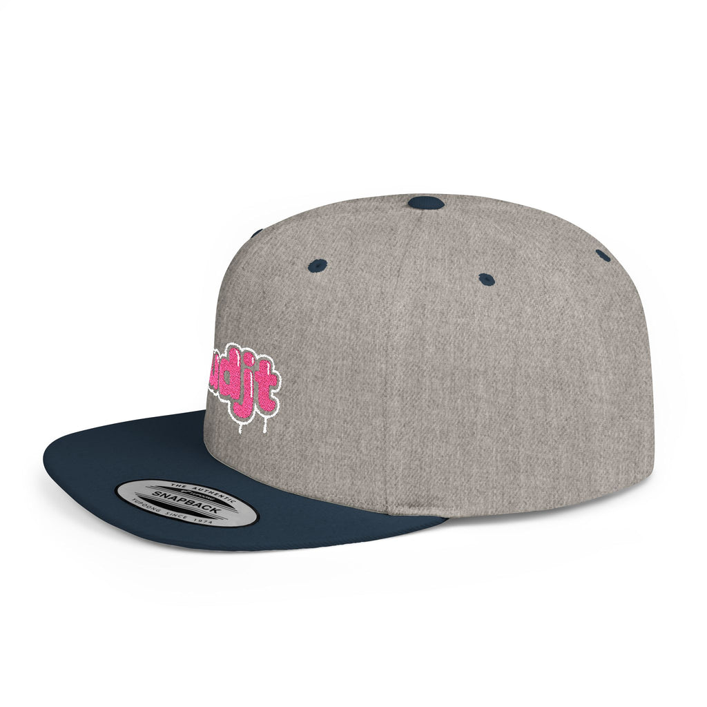 fudjt Flat Bill Snapback Hat | Pink Drip Embroidery |  13 Colors