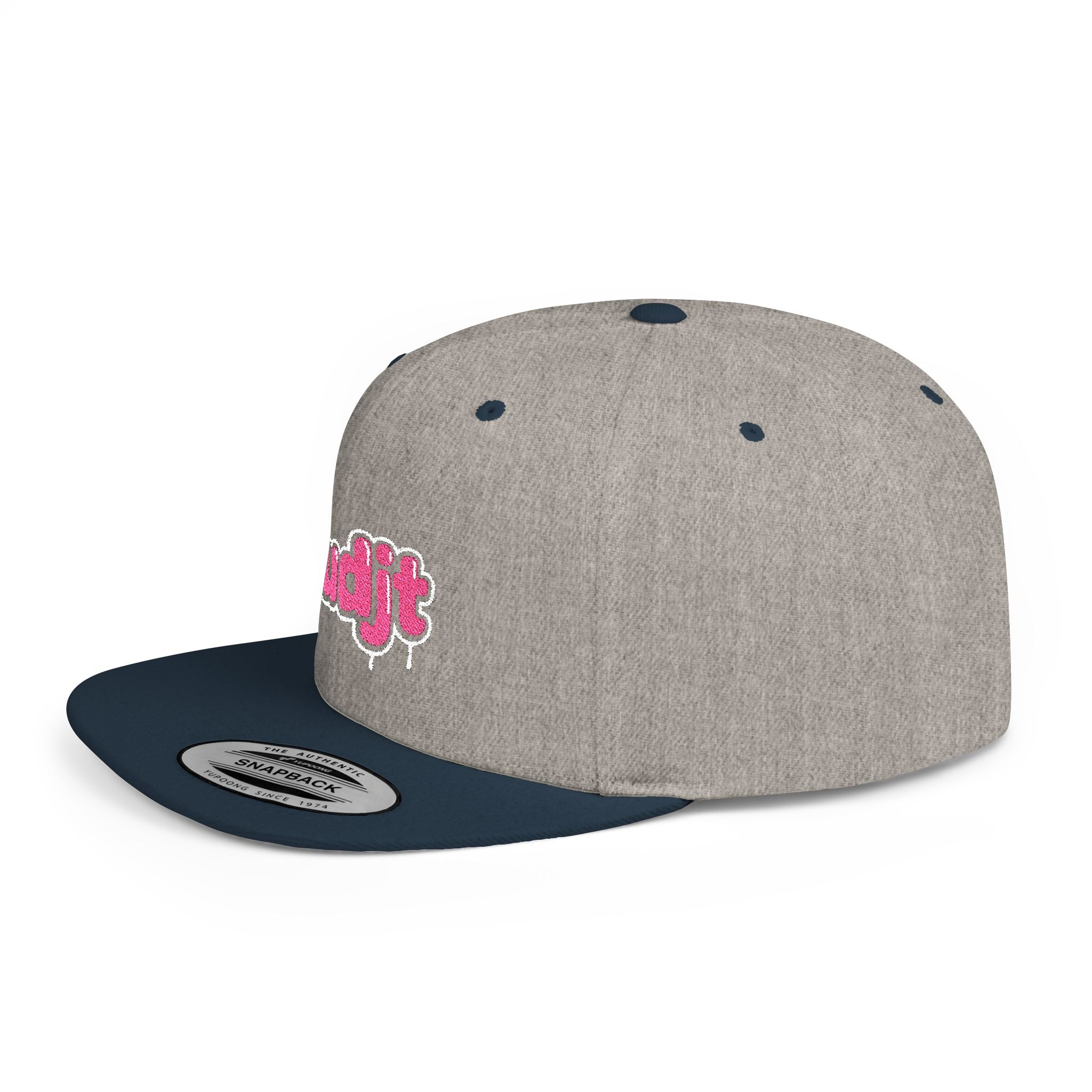 fudjt Flat Bill Snapback Hat | Pink Drip Embroidery |  13 Colors