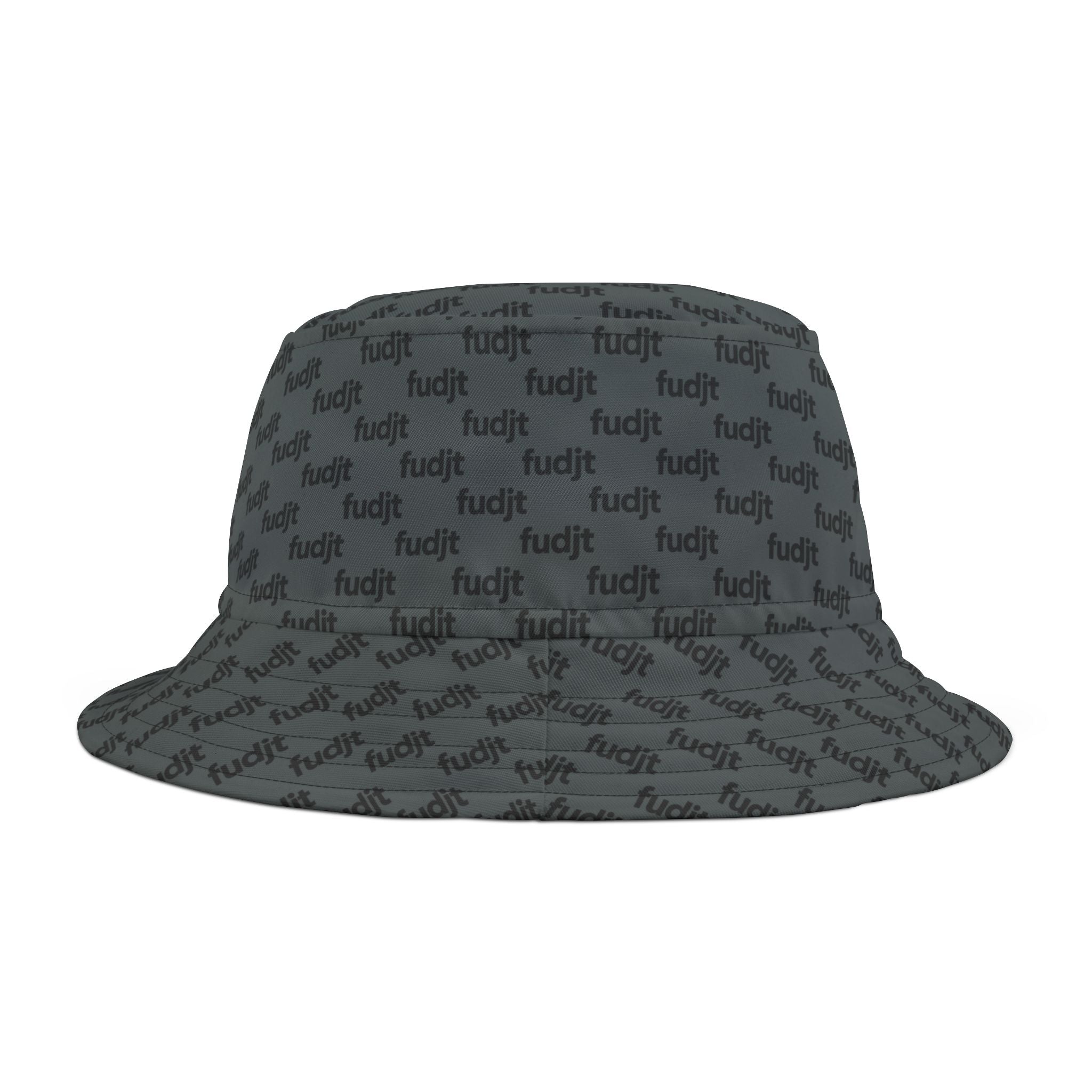 Trendy Black fudjt All Over Dark Gray Bucket Hat