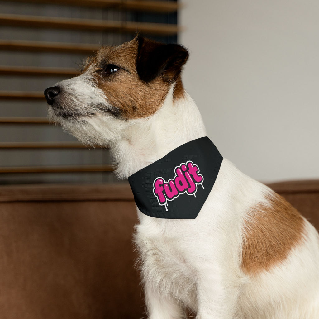 Black fudjt Pink Drip Bandana Collar for Dogs, Cats & More | 4 Sizes