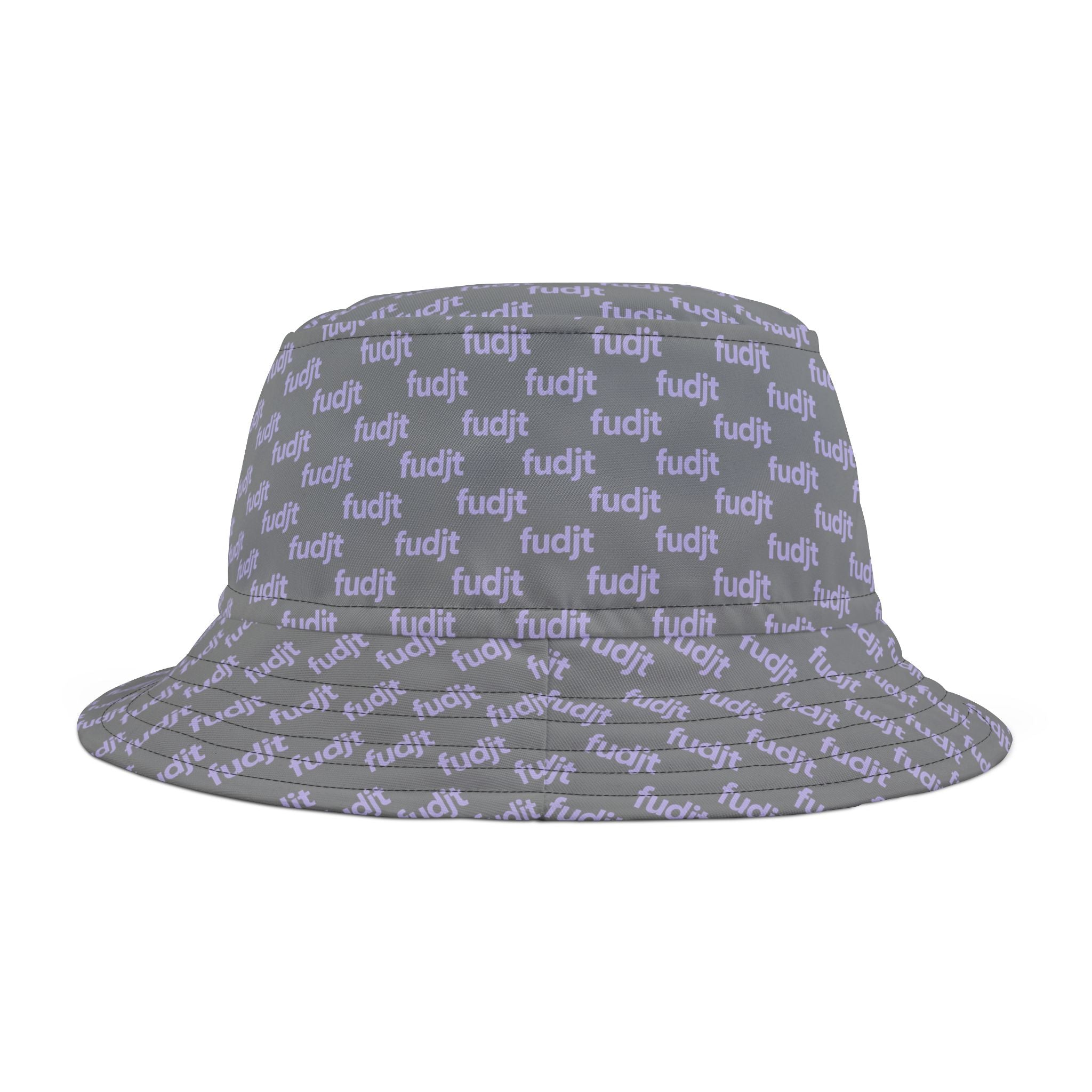 Trendy Lavender fudjt All Over on Gray Bucket Hat
