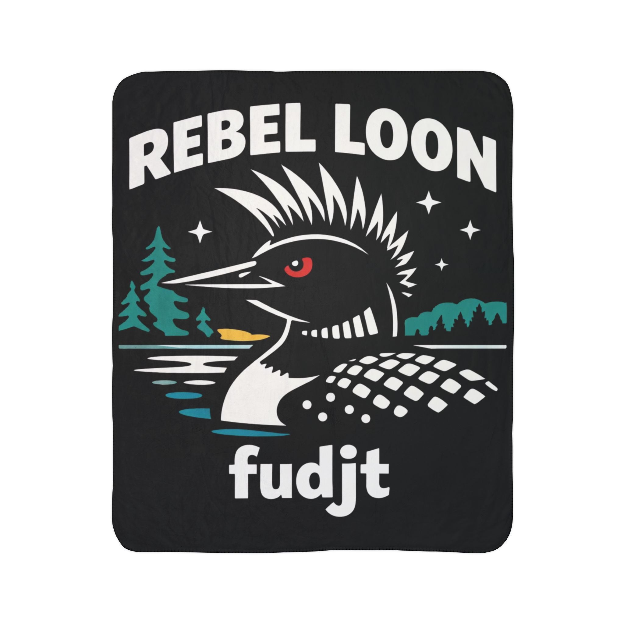 Rebel Loon fudjt Fleece Blanket — Retro Loon Nature Sherpa Throw | 2 Colors, 2 Sizes
