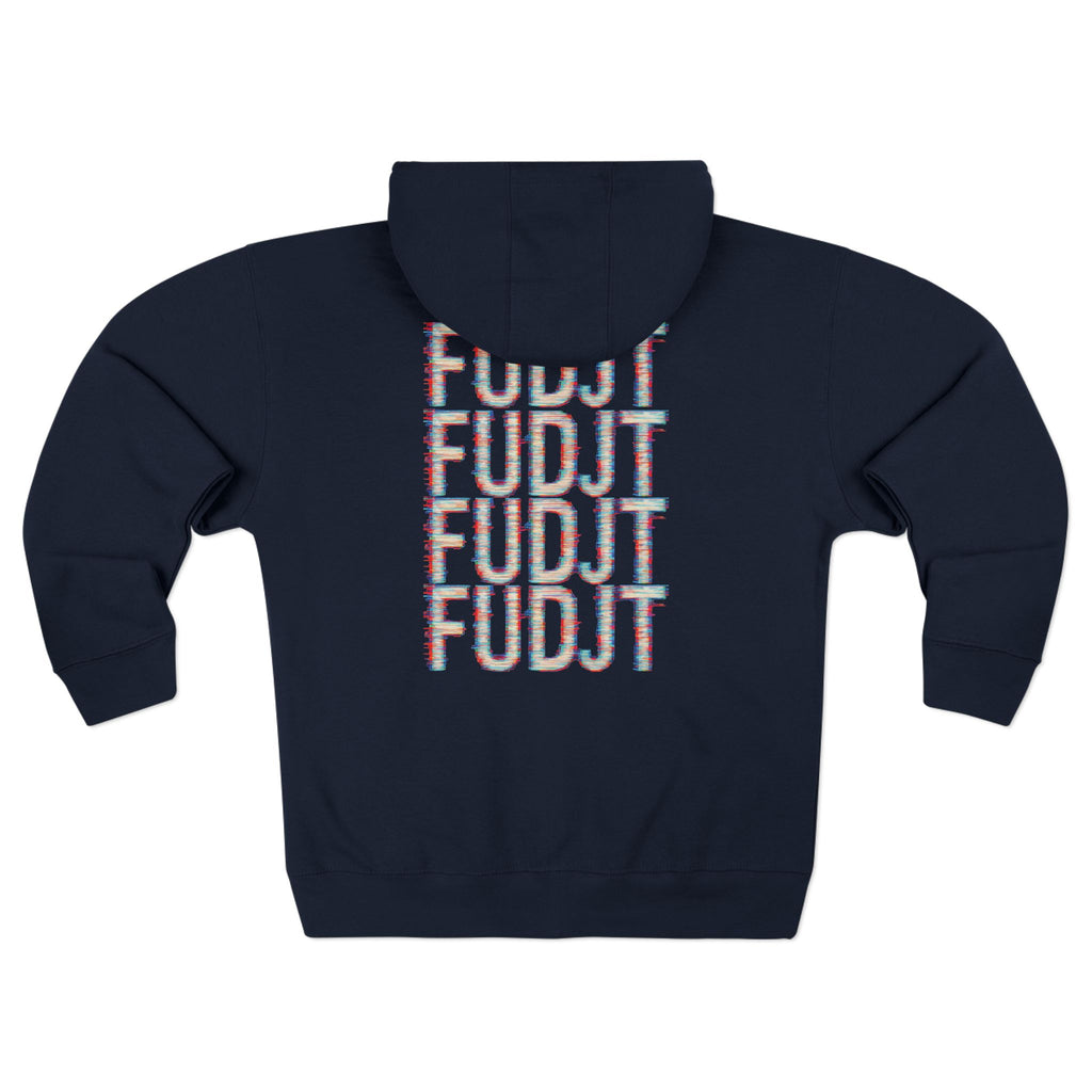 FUDJT Glitch Zip Hoodie | Front Left & Stack Back | 7 Colors