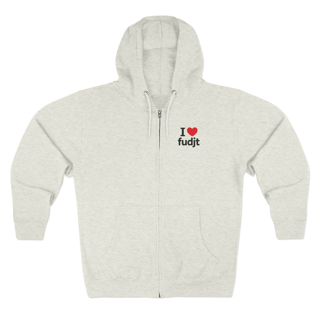 Zip Hoodie with I Heart fudjt + Lady Liberty | Front & Back Graphic | 4 Colors