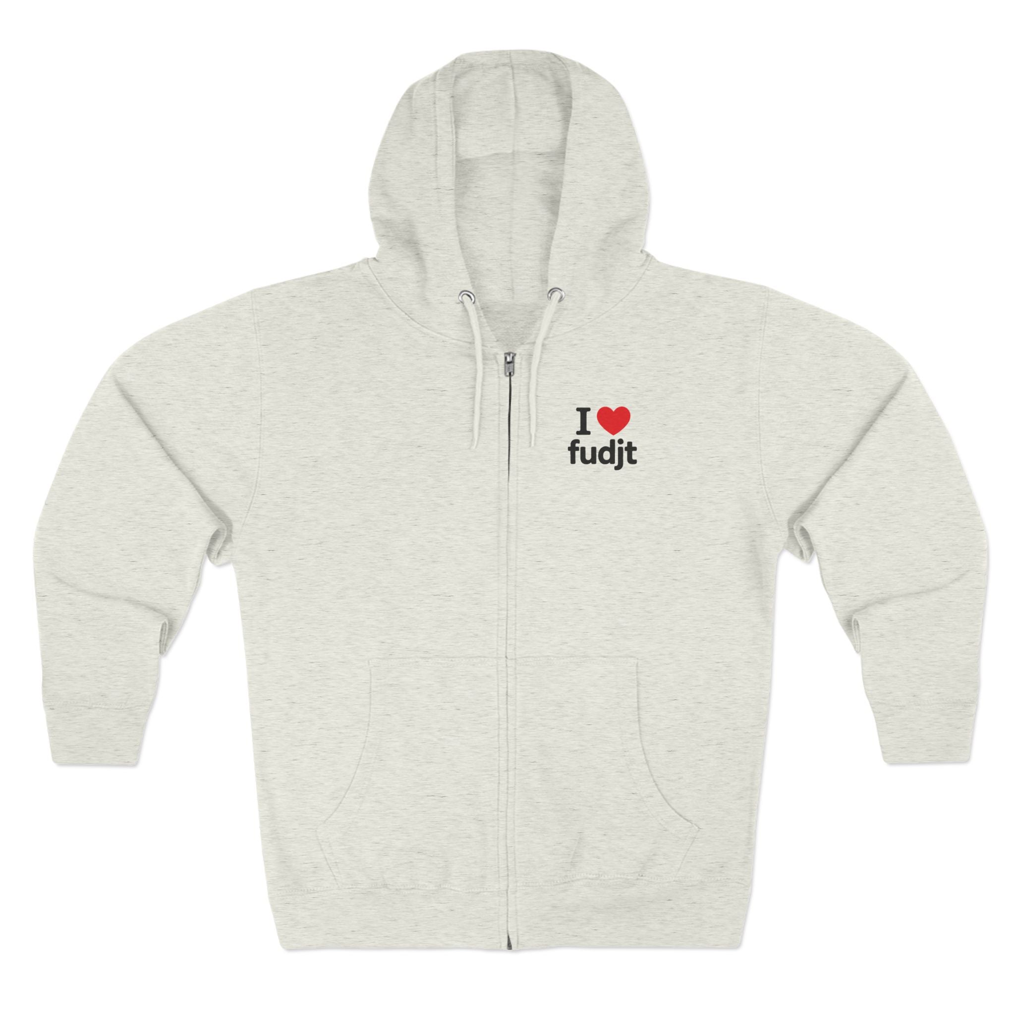 Zip Hoodie with I Heart fudjt + Lady Liberty | Front & Back Graphic | 4 Colors