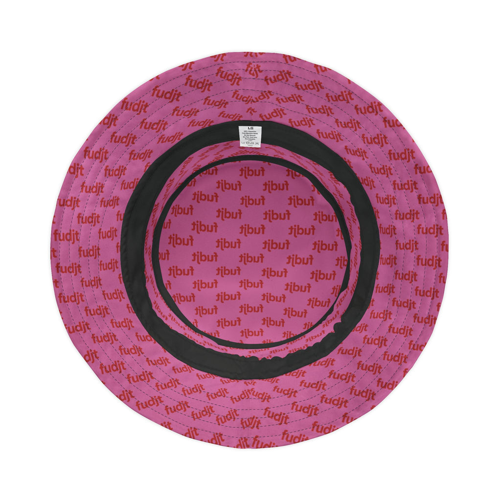 Trendy Red fudjt All Over on Light Pink Bucket Hat