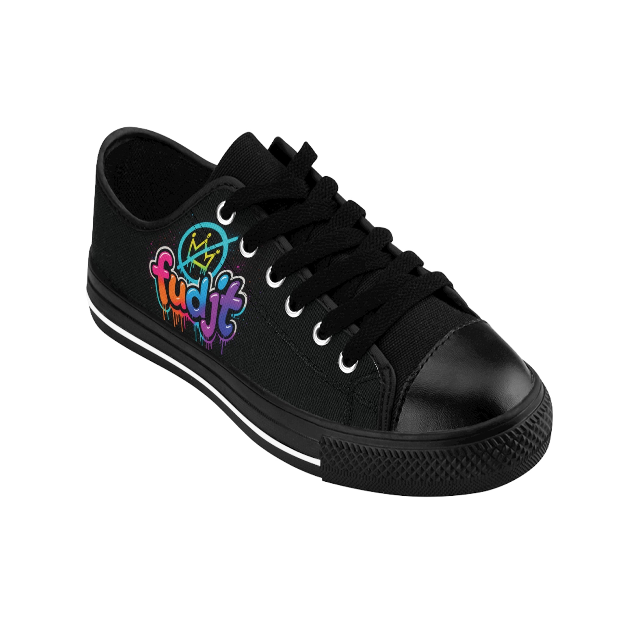 fudjt No Kings Clown Town Street Style Sneakers | Women & Girls Black Low Top