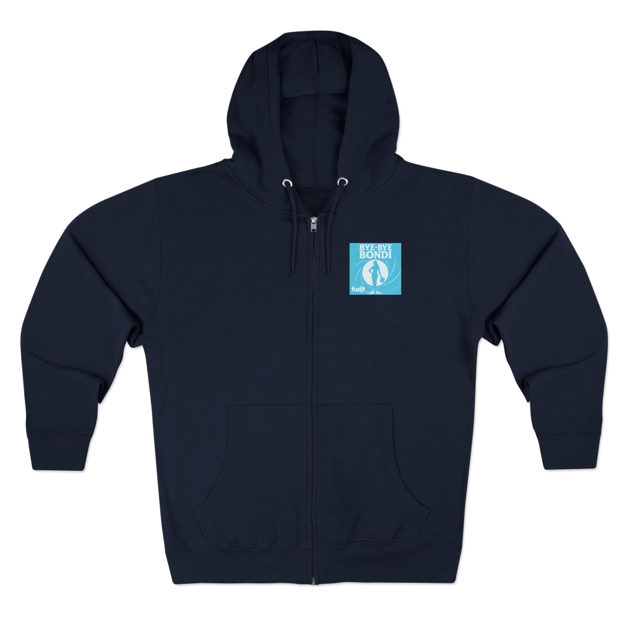 Bye-Bye Bondi | Blue Smoke Screen Retro fudjt Zip Hoodie | Front & Back Graphic | 8 Colors