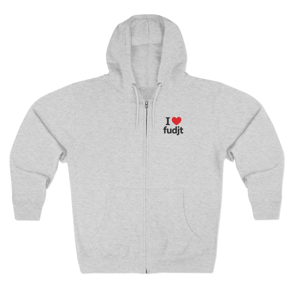 Zip Hoodie with I Heart fudjt + Lady Liberty | Front & Back Graphic | 4 Colors