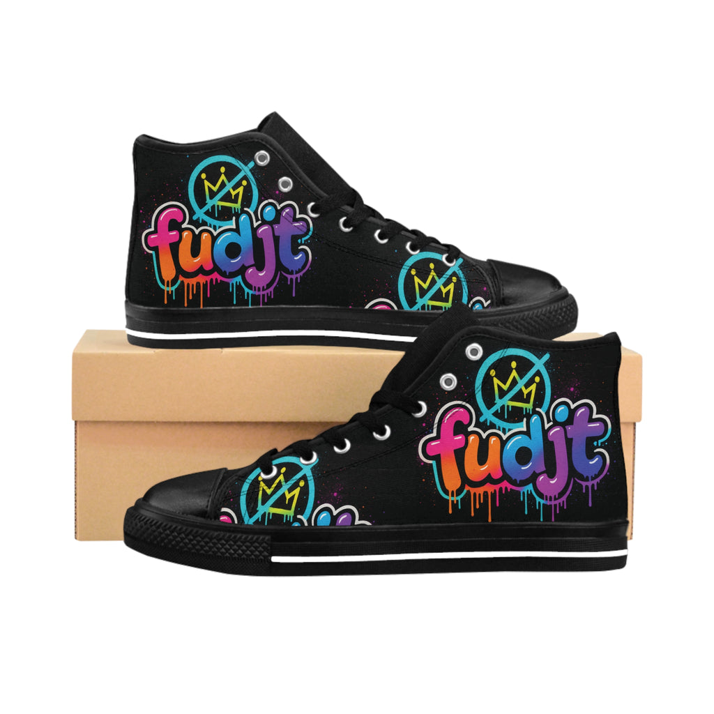 fudjt No Kings Clown Town Street Style Sneakers | Women & Girls Black & Bold High Top