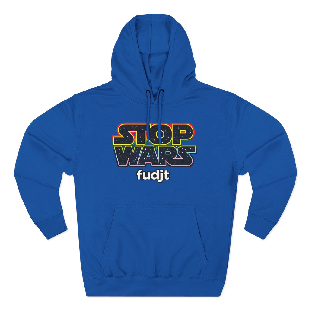 fudjt Stop Wars Hoodie – Premium Fleece Pullover with Retro Protest Graphic, White fudjt | 15 Colors